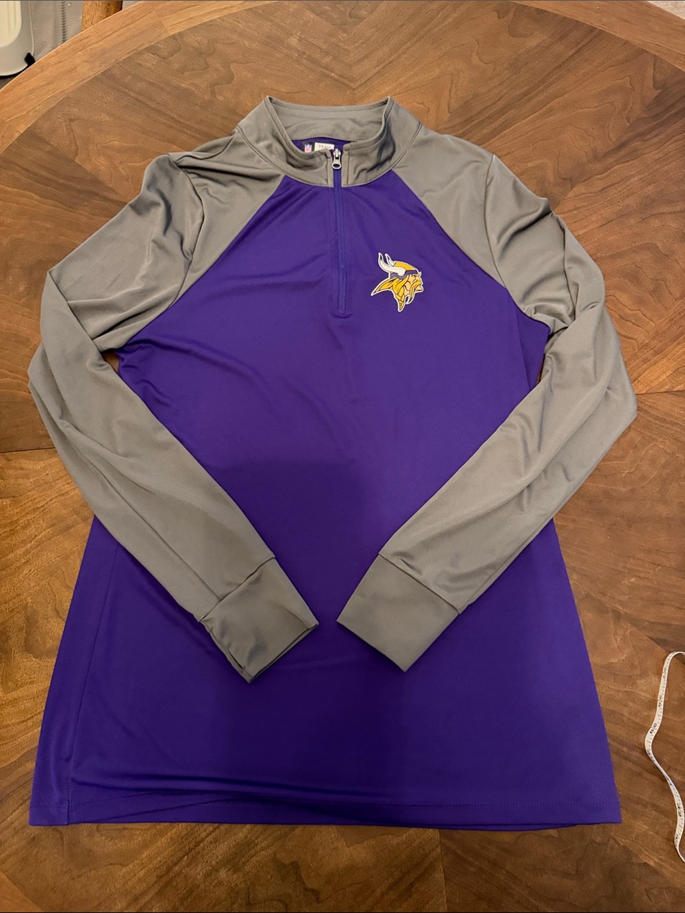 Women's XL Vikings Purple and Gray 1/4 Zip Pullover Wicking LS Top
